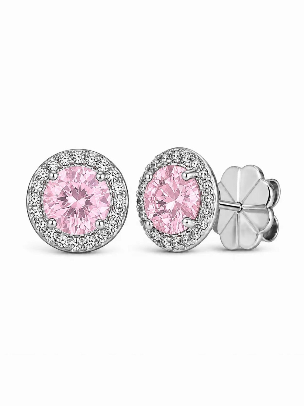 Anna Zuckerman Heavenly Нalo Studs by Thalia Earrings Argyle Pink Crystalline